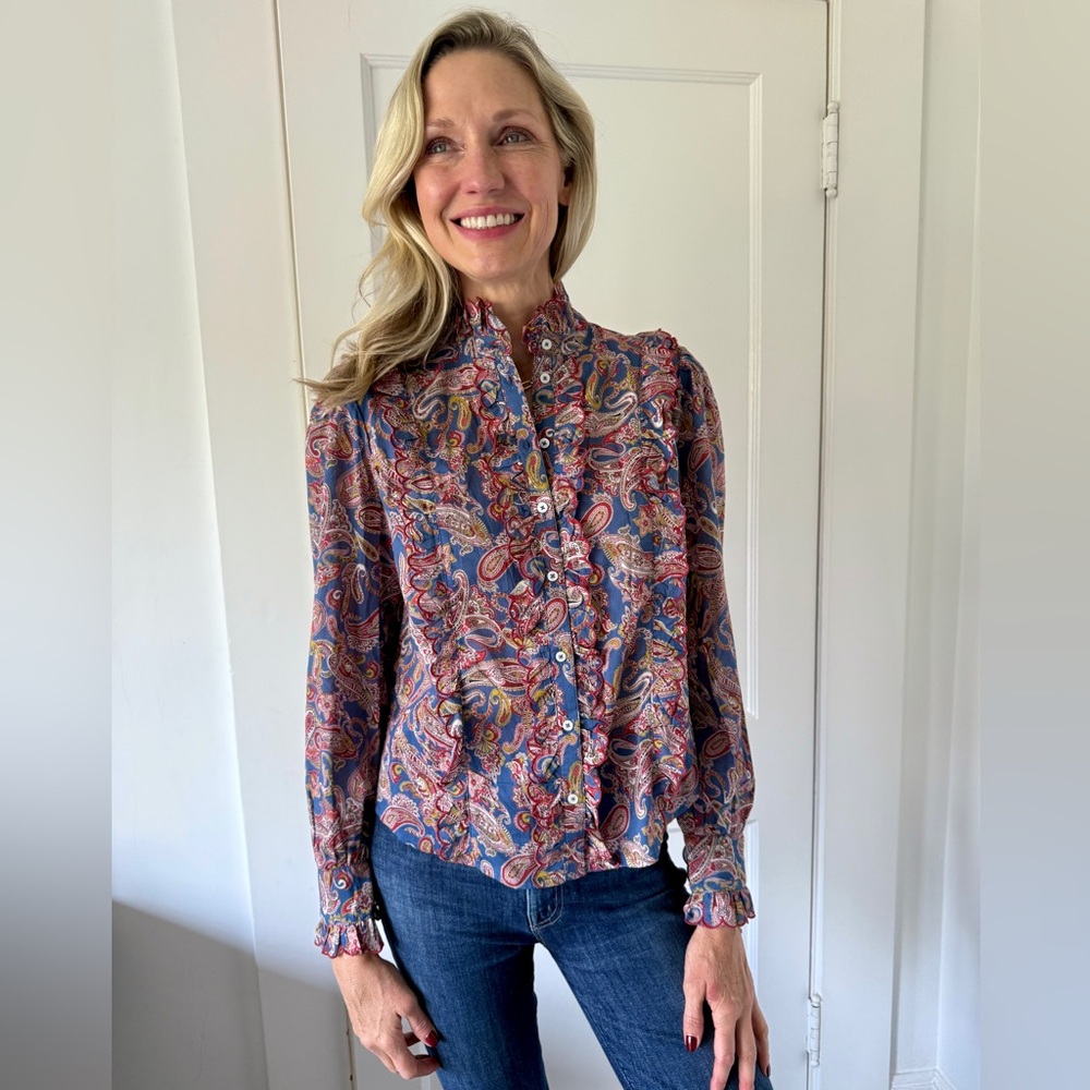 Boden Paisley Ruffled Blouse